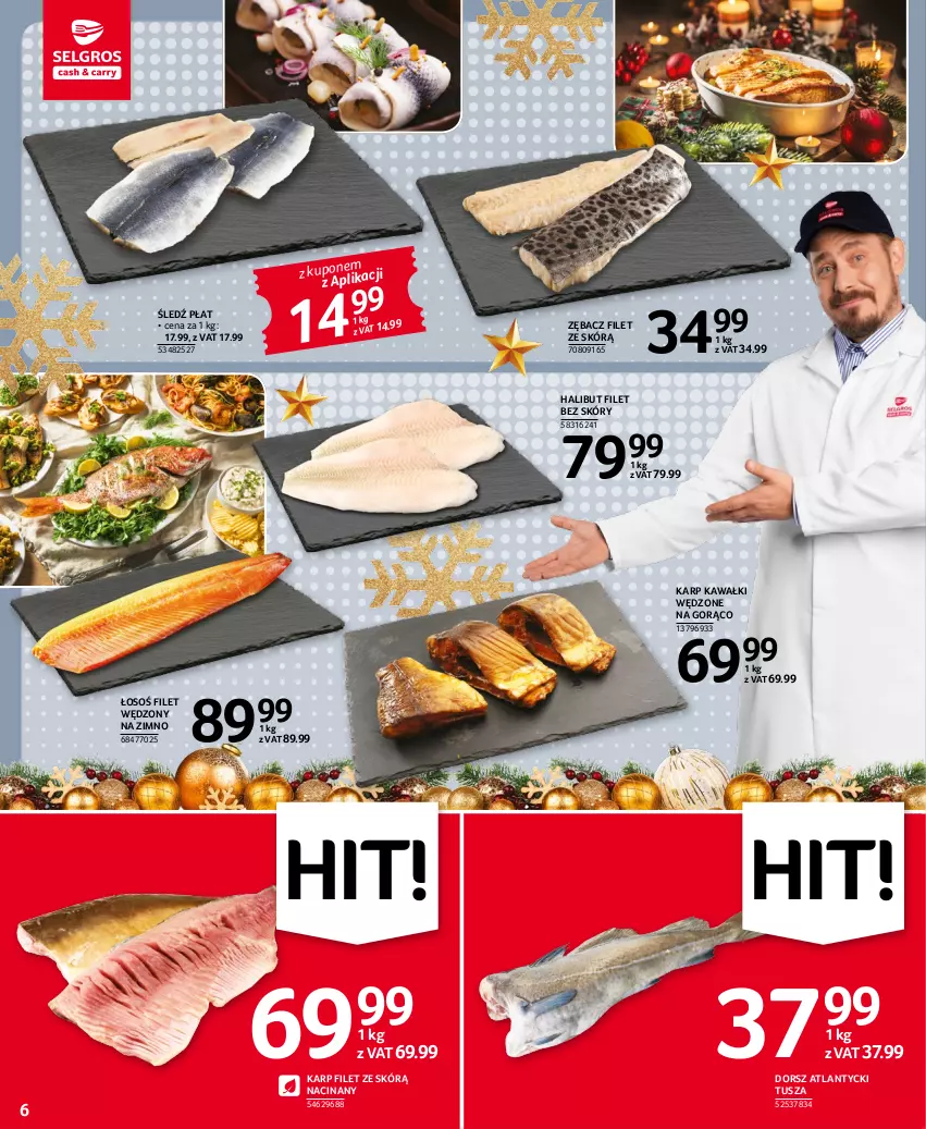 Gazetka promocyjna Selgros - Oferta spożywcza - ważna 15.12 do 26.12.2022 - strona 6 - produkty: Dorsz, Halibut, Karp, Kawa, Tusz