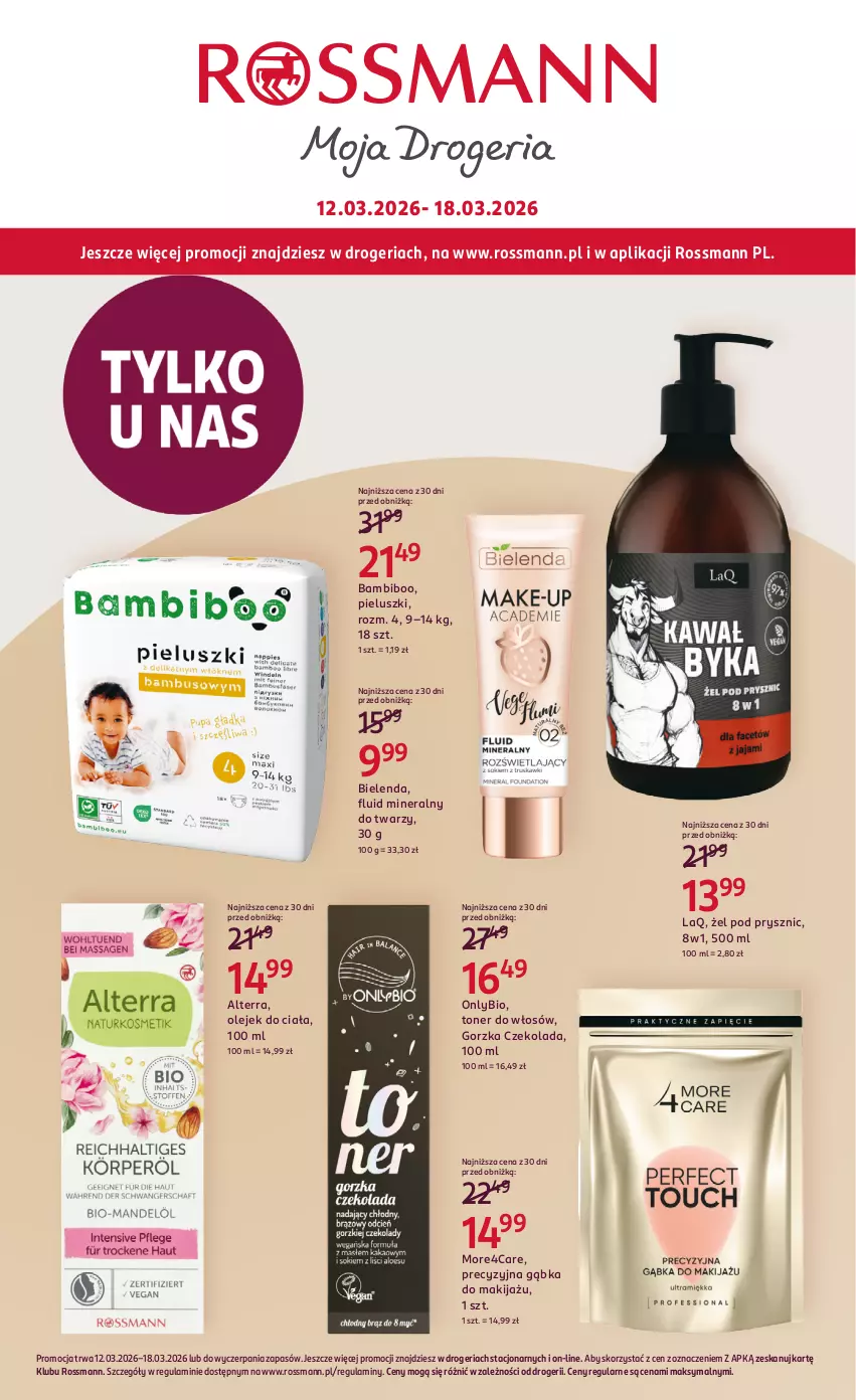 Gazetka promocyjna Rossmann - Gazetka promocyjna Rossmanna - ważna 12.03 do 18.03.2026 - strona 1 - produkty: Alterra, Bielenda, Czekolada, Makijaż, Olej, Olejek do ciała