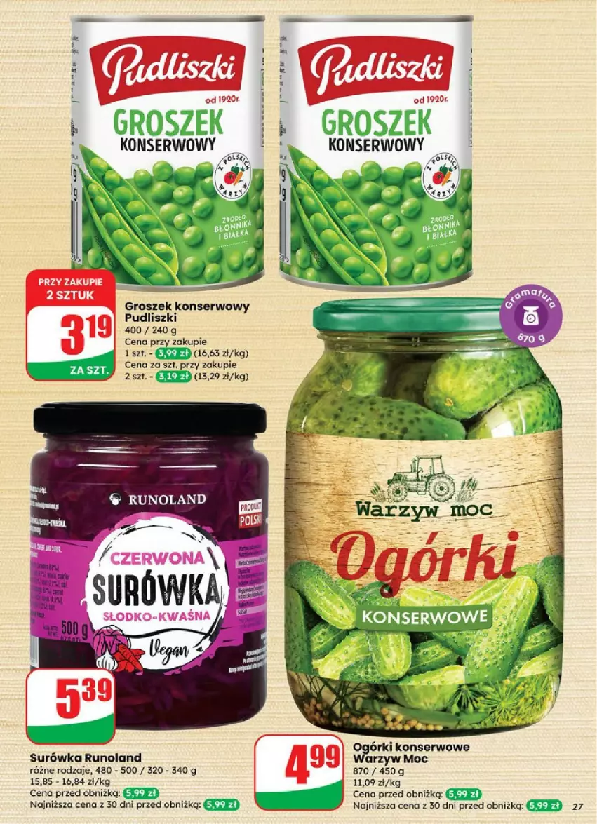 Gazetka promocyjna Dino - ważna 03.09 do 09.09.2025 - strona 20 - produkty: Groszek, Ogórki konserwowe, Pudliszki, Runoland, Ser, Surówka