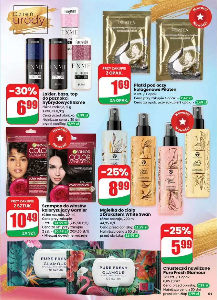 Gazetka promocyjna Dino - ważna 03.09 do 09.09.2025 - strona 60 - produkty: Chusteczki, Garnier, Kolagen, Lakier, Pur, Sati, Szampon, Top