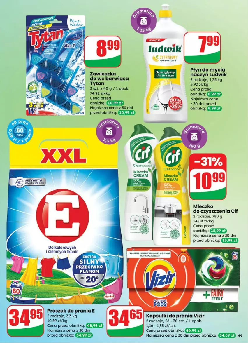 Gazetka promocyjna Dino - ważna 03.09 do 09.09.2025 - strona 66 - produkty: Cif, Kapsułki do prania, Ludwik, Mleczko, Proszek do prania, Tytan, Vizir