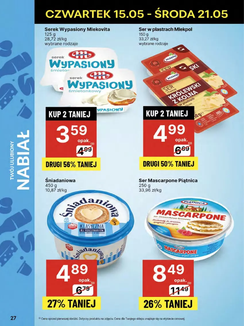 Gazetka promocyjna Delikatesy Centrum - Franczyza DC20 Czwartek - ważna 15.05 do 21.05.2025 - strona 27 - produkty: Danio, Mascarpone, Mleko, Mlekovita, Piątnica, Ser, Serek