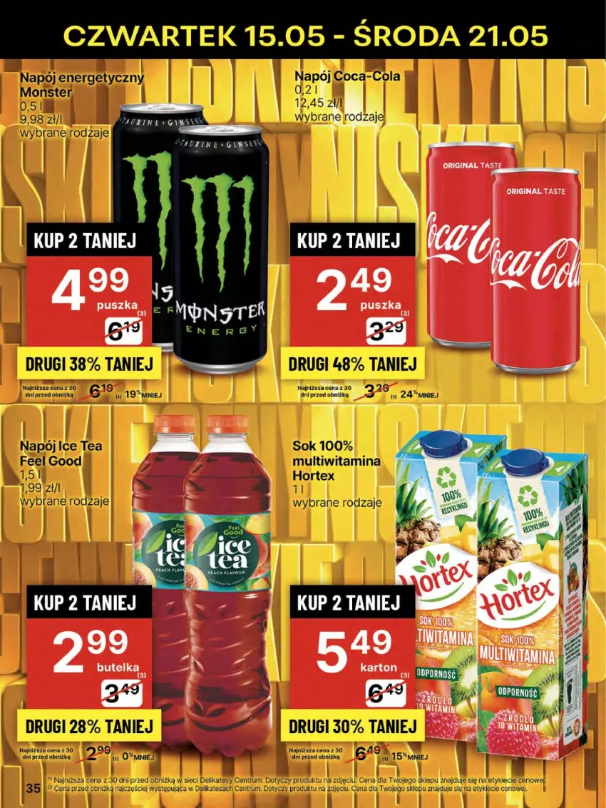 Gazetka promocyjna Delikatesy Centrum - Franczyza DC20 Czwartek - ważna 15.05 do 21.05.2025 - strona 35 - produkty: Gin, Hortex, Ice tea, Napój, Rum, Sok