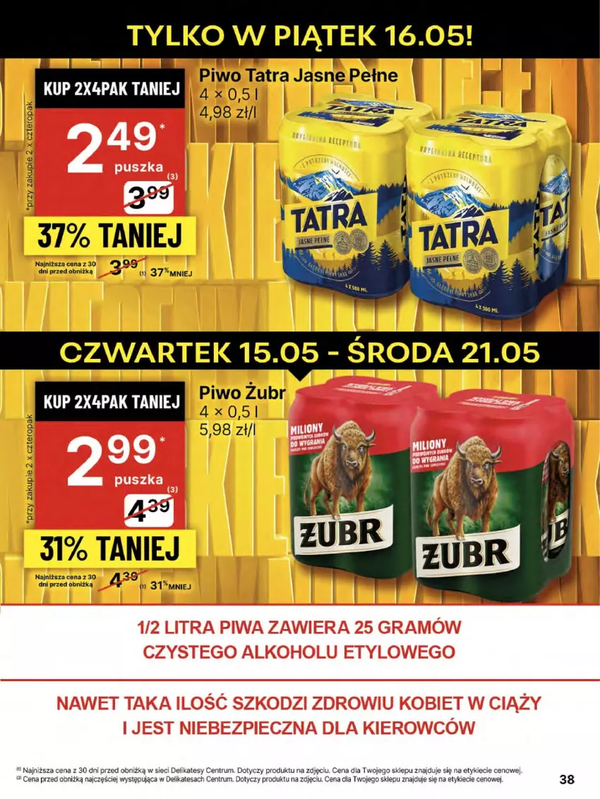 Gazetka promocyjna Delikatesy Centrum - Franczyza DC20 Czwartek - ważna 15.05 do 21.05.2025 - strona 38 - produkty: Piwo, Rum, Tatra