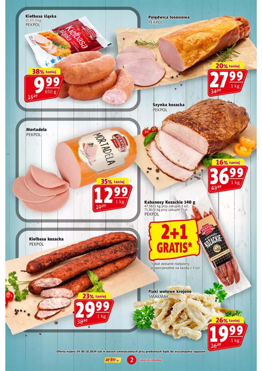 Gazetka promocyjna Prim Market - ważna 24.10 do 30.10.2024 - strona 2 - produkty: Kabanos, Kiełbasa, Kiełbasa śląska, Pekpol, Polędwica, Por, Sos, Szynka