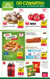 Gazetka promocyjna Stokrotka - Supermarket - Gazetka - ważna od 13.07 do 13.07.2022 - strona 1 - produkty: Kurczak, Papier, Chipsy, Coca-Cola, Papier toaletowy, Tarczyński, Morliny, Kabanos, Napój, Kiełbasa, Pomidory, Kokos, Kiełbasa śląska