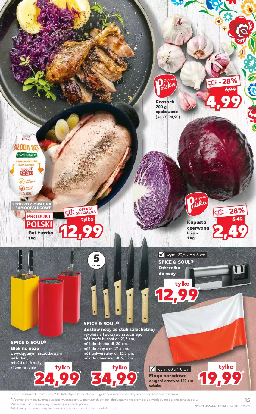 Gazetka promocyjna Kaufland - OFERTA TYGODNIA - ważna 04.11 do 09.11.2021 - strona 15 - produkty: Blok na noże, Chleb, Czosnek, Fa, Gra, Noż, Nóż do chleba, Nóż szefa kuchni, Nóż uniwersalny, Ostrzałka do noży, Tusz