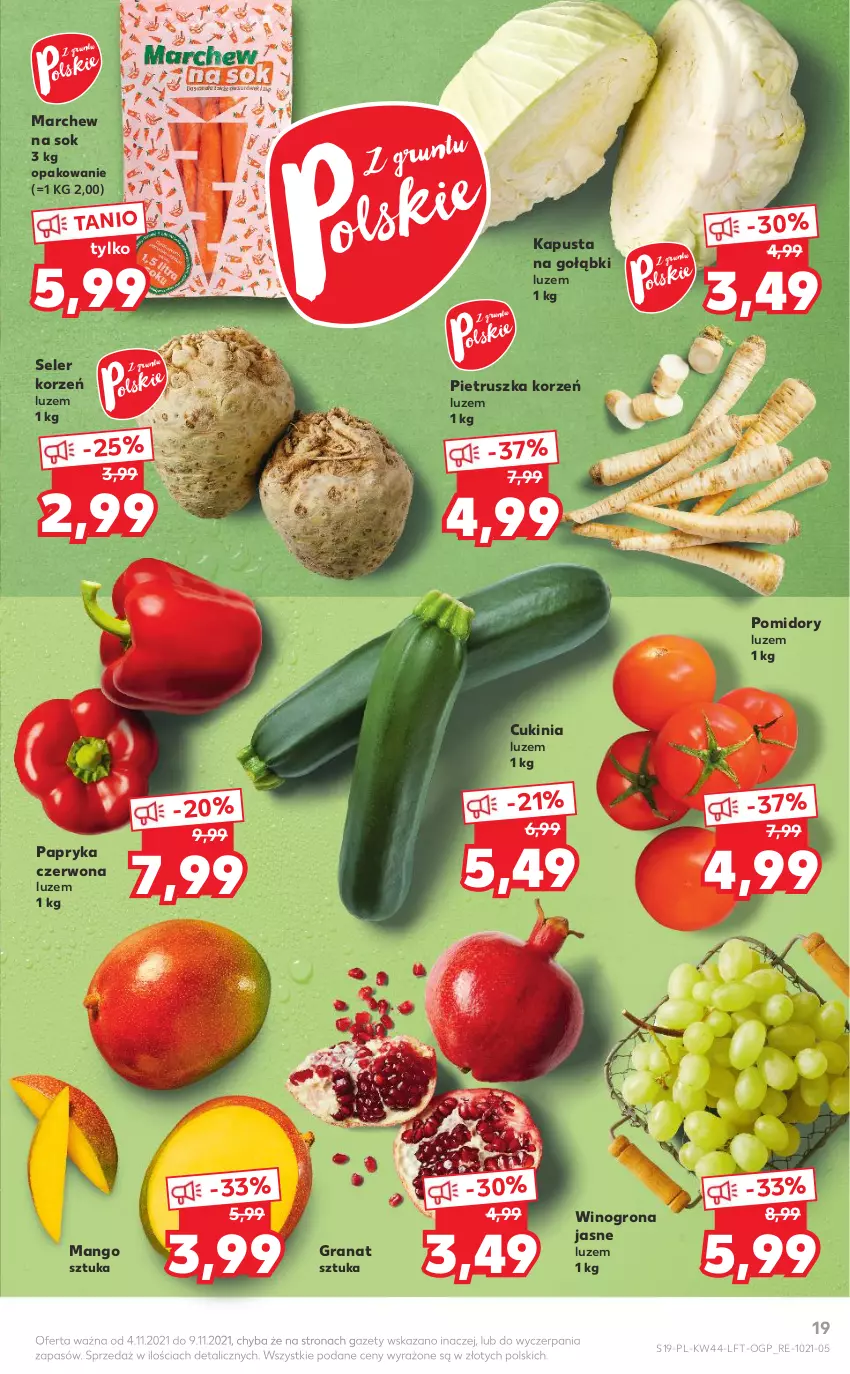 Gazetka promocyjna Kaufland - OFERTA TYGODNIA - ważna 04.11 do 09.11.2021 - strona 19 - produkty: Gra, Granat, Mango, Papryka, Papryka czerwona, Pietruszka, Pomidory, Seler korzeń, Sok, Wino, Winogrona