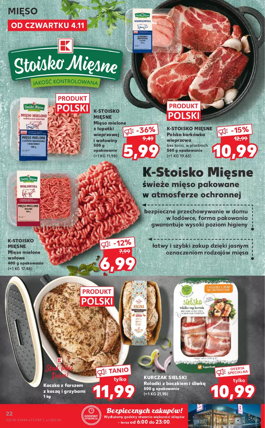 Gazetka promocyjna Kaufland - OFERTA TYGODNIA - ważna 04.11 do 09.11.2021 - strona 22 - produkty: Fa, Kaczka, Karkówka wieprzowa, Kurczak, Mięso, Mięso mielone, Mięso mielone z łopatki wieprzowej, Piec, Sok, Tera