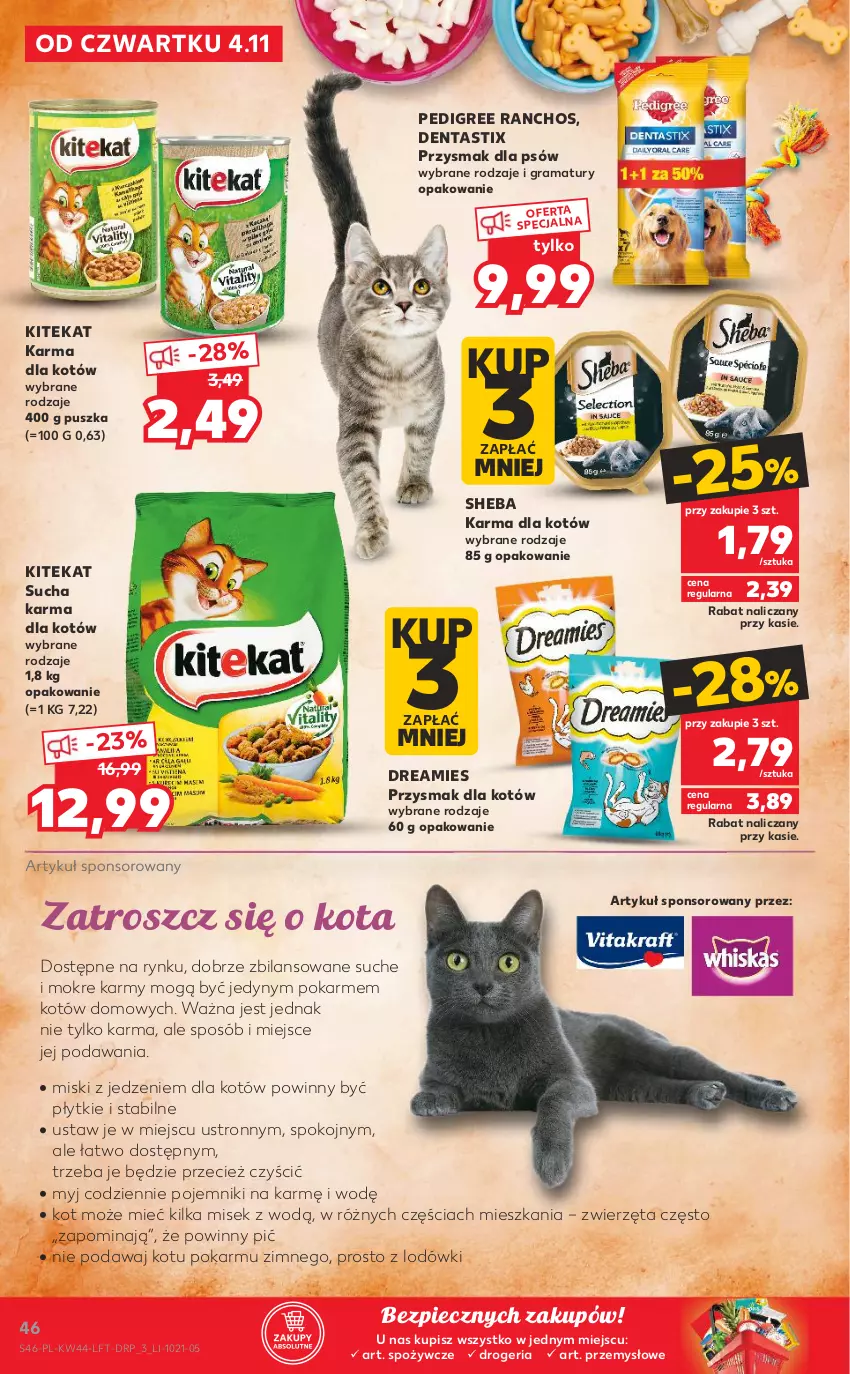 Gazetka promocyjna Kaufland - OFERTA TYGODNIA - ważna 04.11 do 09.11.2021 - strona 46 - produkty: Gra, KiteKat, Pedigree, Piec, Pojemnik, Rama, Sheba, Sucha karma, Zwierzęta