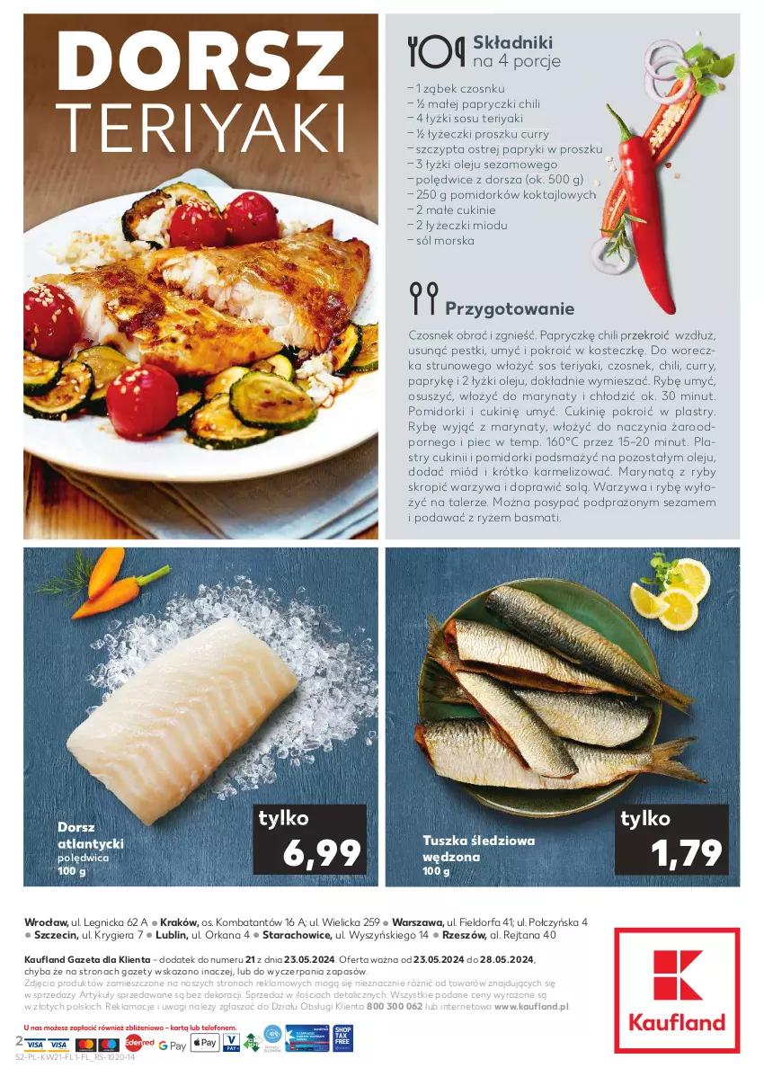 Gazetka promocyjna Kaufland - Mocny Start - ważna 23.05 do 28.05.2024 - strona 2 - produkty: Czosnek, Dorsz, Fa, Miód, Olej, Orka, Piec, Polędwica, Pomidorki, Por, Ryż, Sezam, Sól, Sos, Talerz, Tusz, Tuszka śledziowa, Tuszka śledziowa wędzona, Wagi, Warzywa