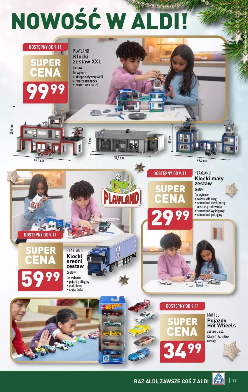 Gazetka promocyjna Aldi - Najlepsze zabawki - ważna 30.10 do 23.12.2024 - strona 11 - produkty: Hot Wheels, Klocki, Mattel, Pojazd, Posterunek policji, Samochód, Wózek