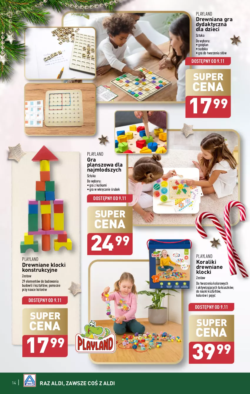 Gazetka promocyjna Aldi - Najlepsze zabawki - ważna 30.10 do 23.12.2024 - strona 14 - produkty: Drewniane klocki, Dzieci, Gra, Klocki