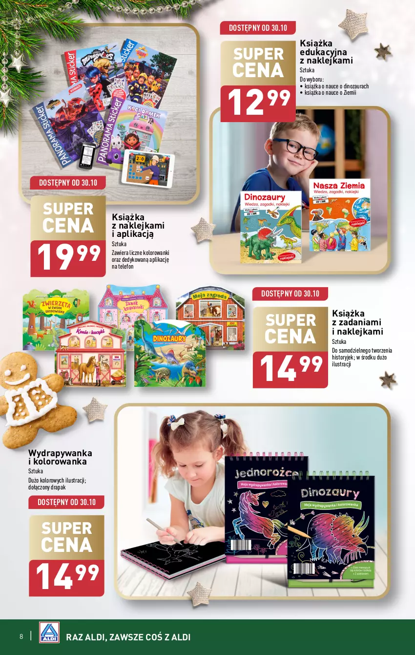 Gazetka promocyjna Aldi - Najlepsze zabawki - ważna 30.10 do 23.12.2024 - strona 8 - produkty: Dinozaur, Drapak, Klej, Kolorowanka, Książka, Telefon