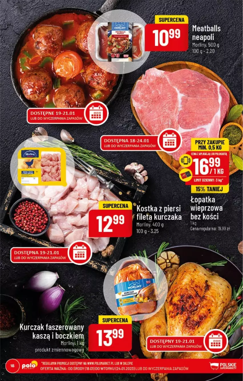 Gazetka promocyjna PoloMarket - Gazetka pomocyjna - ważna 18.01 do 24.01.2022 - strona 18 - produkty: Fa, Kurczak, Morliny