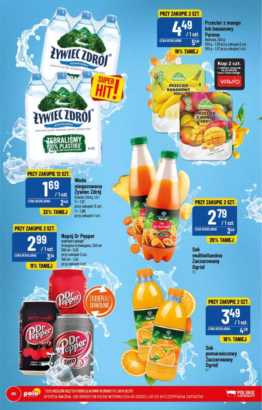 Gazetka promocyjna PoloMarket - Gazetka pomocyjna - ważna 18.01 do 24.01.2022 - strona 46 - produkty: Gin, LG, Mango, Napój, Pur, Woda