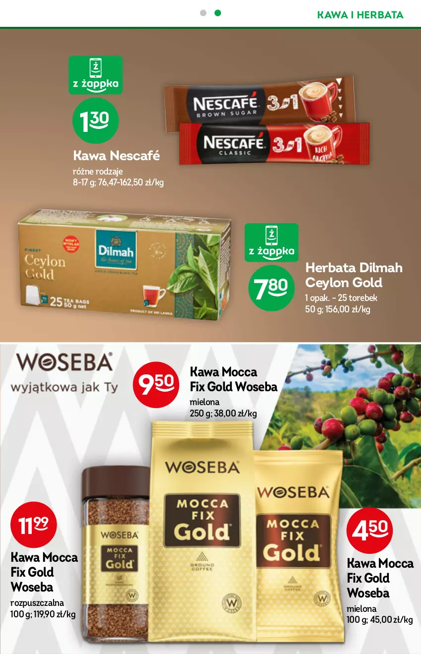 Gazetka promocyjna Żabka - ważna 01.09 do 14.09.2021 - strona 39 - produkty: Dilmah, Herbata, Kawa, Mocca Fix Gold, Nescafé, Woseba