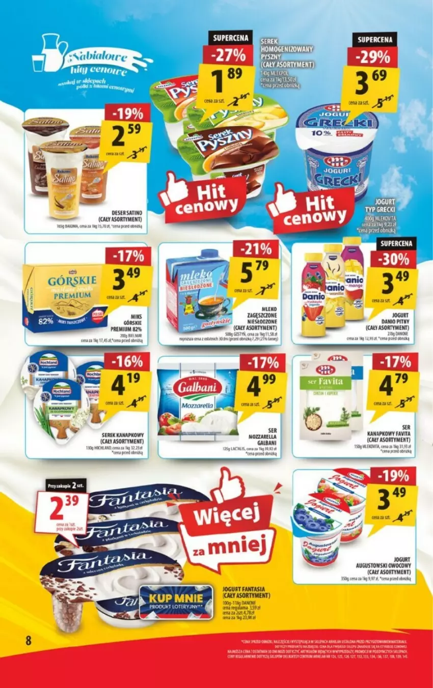 Gazetka promocyjna Arhelan - ważna 04.10.2023 do 13.10.2024 - strona 19 - produkty: Danio, Danone, Deser, Fa, Fanta, Galbani, Jogurt, LG, Sati, Ser, Serek