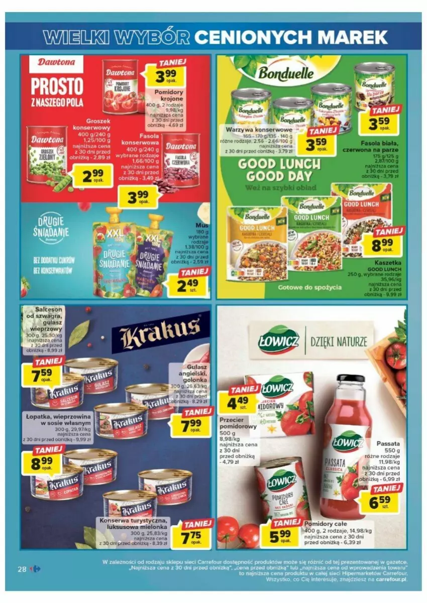 Gazetka promocyjna Carrefour - ważna 01.08 do 12.08.2023 - strona 21 - produkty: Gra, Groszek, Salceson, Ser, Sos, Warzywa, Warzywa konserwowe, Wieprzowina