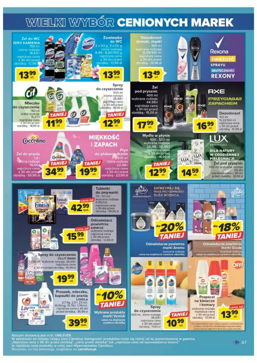 Gazetka promocyjna Carrefour - ważna 01.08 do 12.08.2023 - strona 42 - produkty: Cillit Bang, Dezodorant, Lovela, Mleczko, Spray do czyszczenia