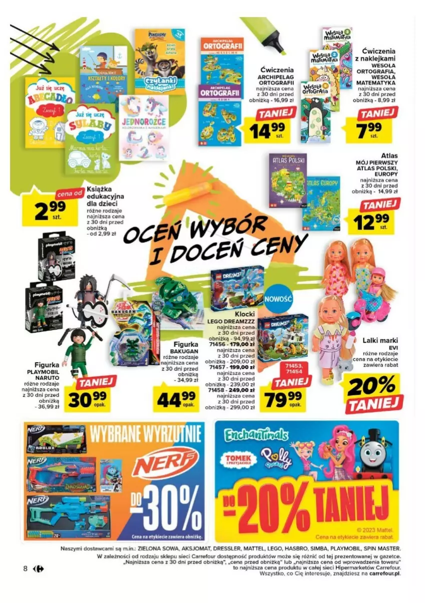 Gazetka promocyjna Carrefour - ważna 01.08 do 12.08.2023 - strona 54 - produkty: Dres, Dzieci, Gra, Hasbro, Klej, LEGO, Mattel, Mobil, Playmobil, Sok