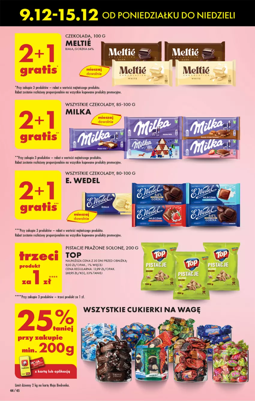 Gazetka promocyjna Biedronka - Od Poniedziałku - ważna 09.12 do 14.12.2024 - strona 54 - produkty: Czekolada, E. Wedel, Milka, Pistacje, Por, Top