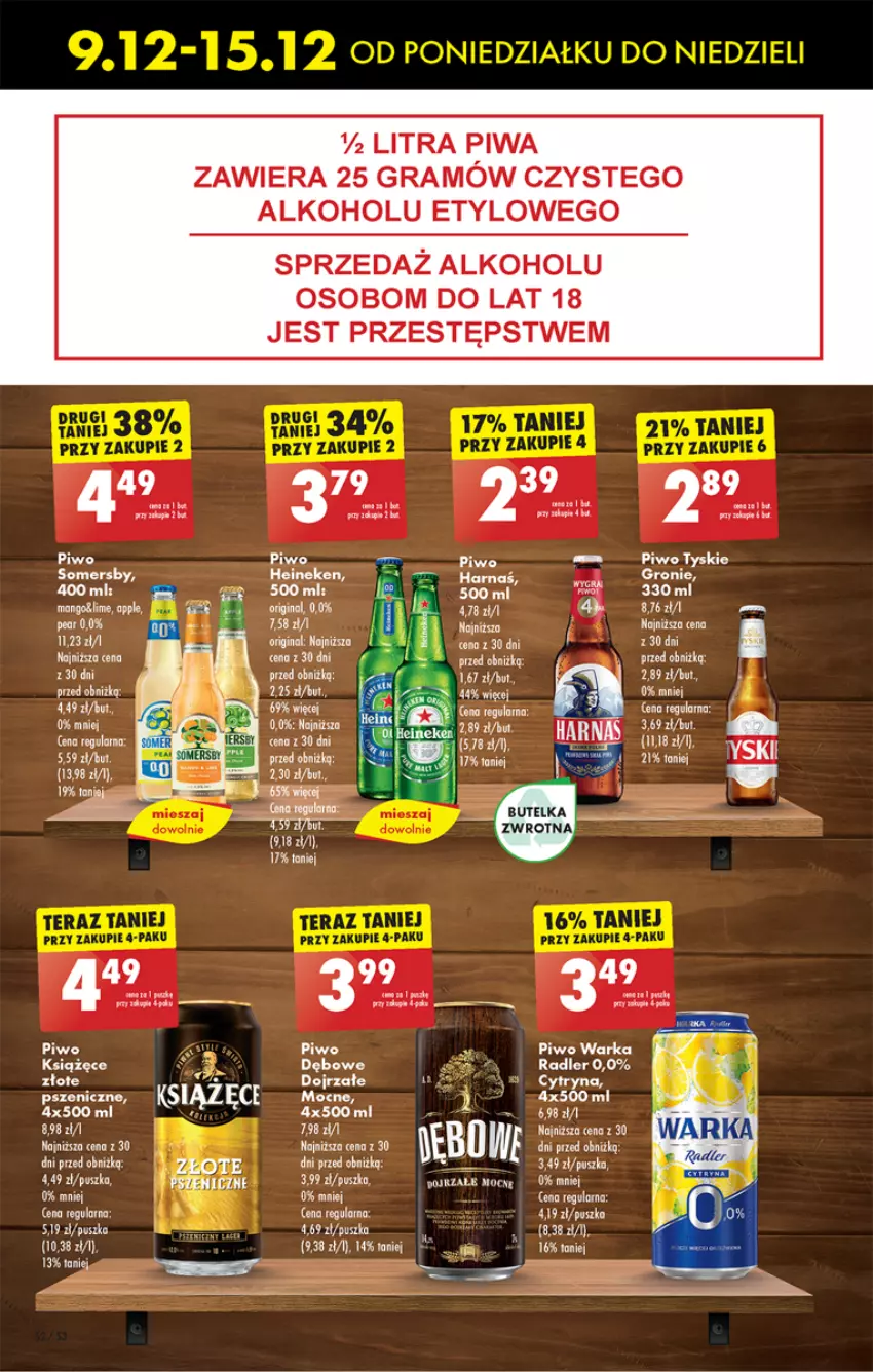 Gazetka promocyjna Biedronka - Od Poniedziałku - ważna 09.12 do 14.12.2024 - strona 64 - produkty: Fa, Gin, Gra, Harnaś, Heineken, Mango, Piwa, Piwo, Radler, Somersby, Tyskie, Warka