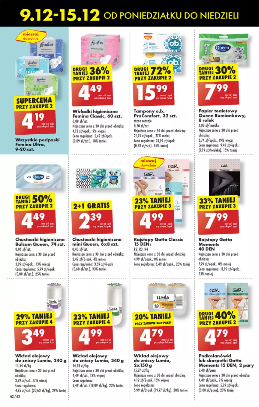 Gazetka promocyjna Biedronka - Od Poniedziałku - ważna 09.12 do 14.12.2024 - strona 76 - produkty: Chusteczki, Gatta, Gry, Karp, Moments, O.B., Olej, Papier, Papier toaletowy, Podpaski, Rajstopy, Rum, Skarpetki, Tampony, Top, Torebka, Wkład olejowy, Wkładki, Znicz