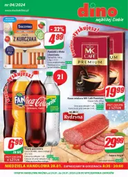 Gazetka promocyjna Dino - Gazetka 4 - Gazetka - ważna od 30.01 do 30.01.2024 - strona 1 - produkty: Kurczak, Sok, Salami, Parówki, Kawa mielona, Kawa, Tarczyński, Rogal, Napój gazowany, Napój, Fa