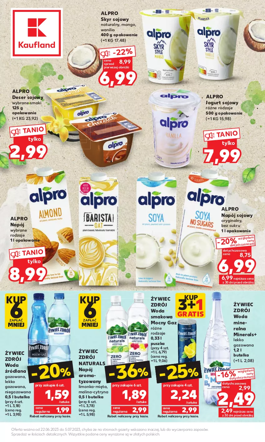 Gazetka promocyjna Kaufland - Kaufland - ważna 22.06 do 05.07.2023 - strona 2 - produkty: Alpro, Danone, Deser, Gin, Gra, Jogurt, LANA, Limonka, Mango, Mięta, Napój, Ser, Woda, Woda mineralna