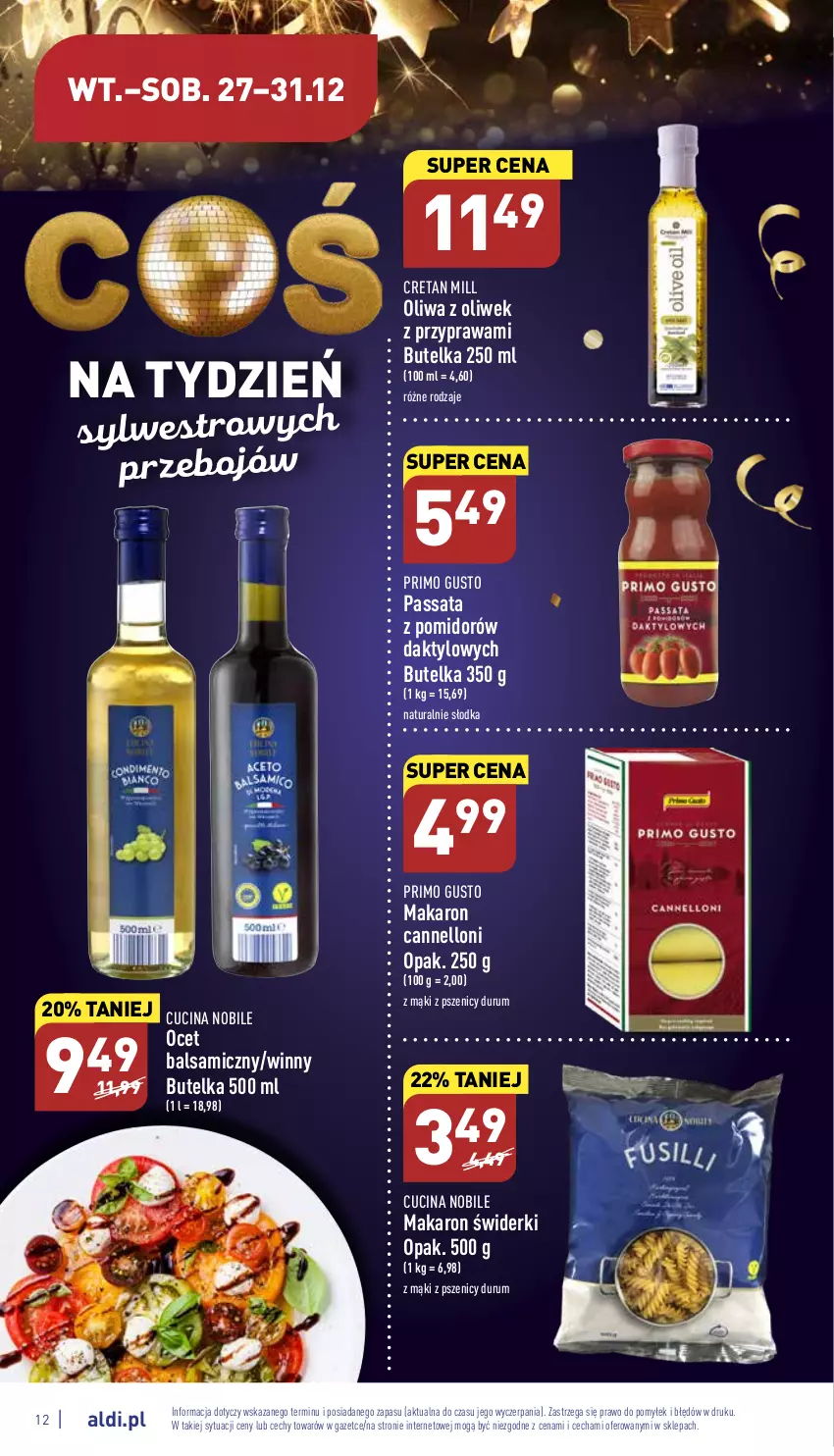 Gazetka promocyjna Aldi - Pełny katalog - ważna 27.12 do 31.12.2022 - strona 12 - produkty: Makaron, Ocet, Ocet balsamiczny, Oliwa, Oliwa z oliwek, Rum