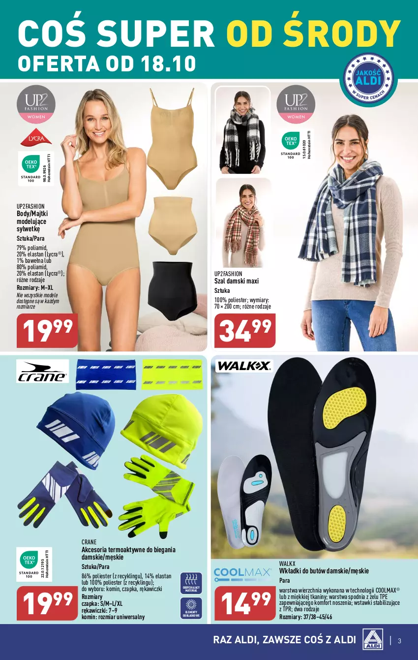 Gazetka promocyjna Aldi - Artykuły przemysłowe i tekstylia - ważna 18.10 do 21.10.2023 - strona 3 - produkty: Body, Czapka, Fa, Majtki, Olma, Szal, Wełna, Wkładki