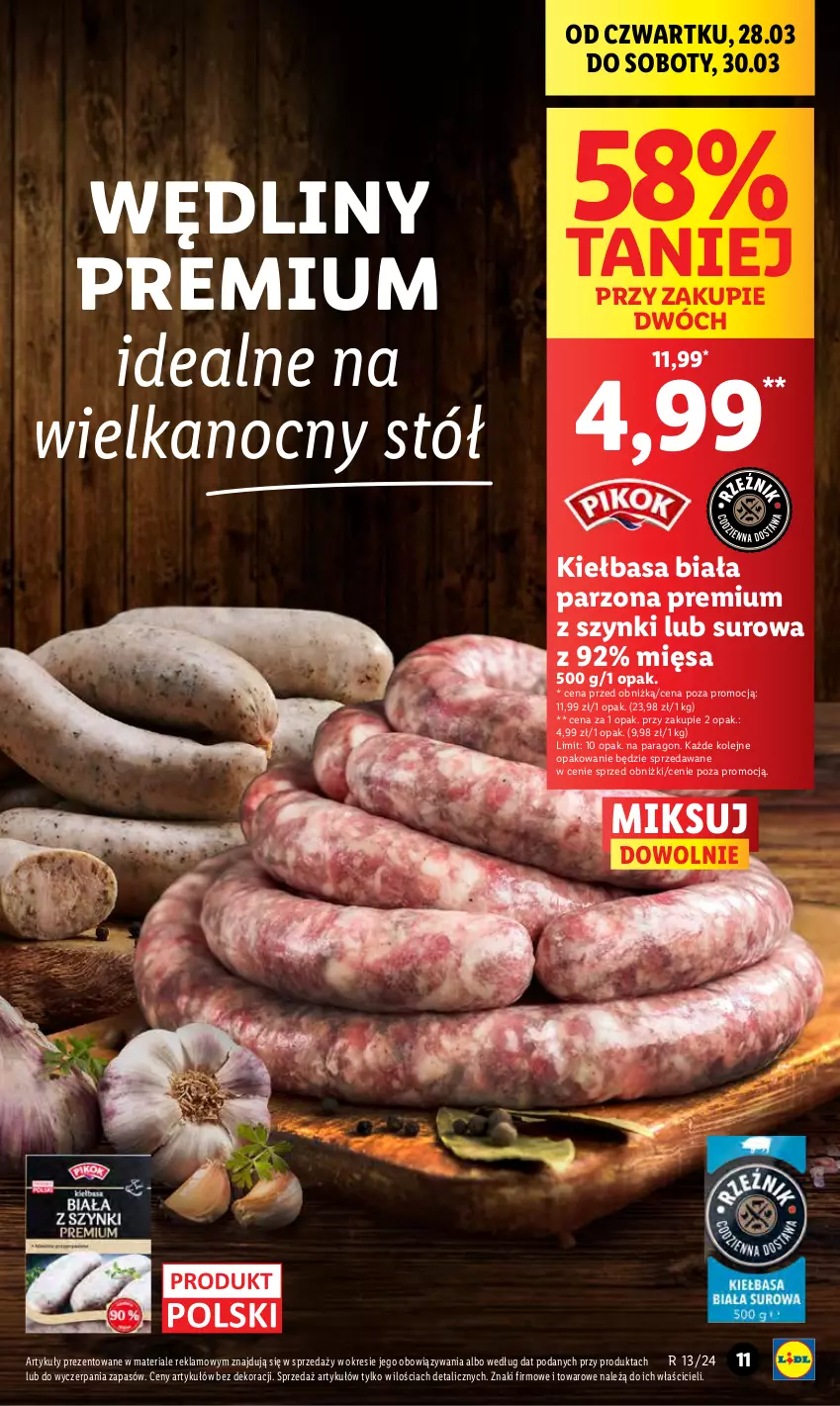 Gazetka promocyjna Lidl - GAZETKA - ważna 28.03 do 30.03.2024 - strona 11 - produkty: Kiełbasa, Kiełbasa biała, Olej, Stół