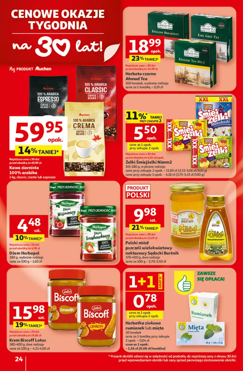 Gazetka promocyjna Auchan - 30 Lat Hipermarket - ważna 29.01 do 04.02.2026 - strona 24 - produkty: BIC, Dżem, Herbapol, Herbata, Herbata czarna, Mięta, Miód, Nektar, Nimm2, Rum, Torebka