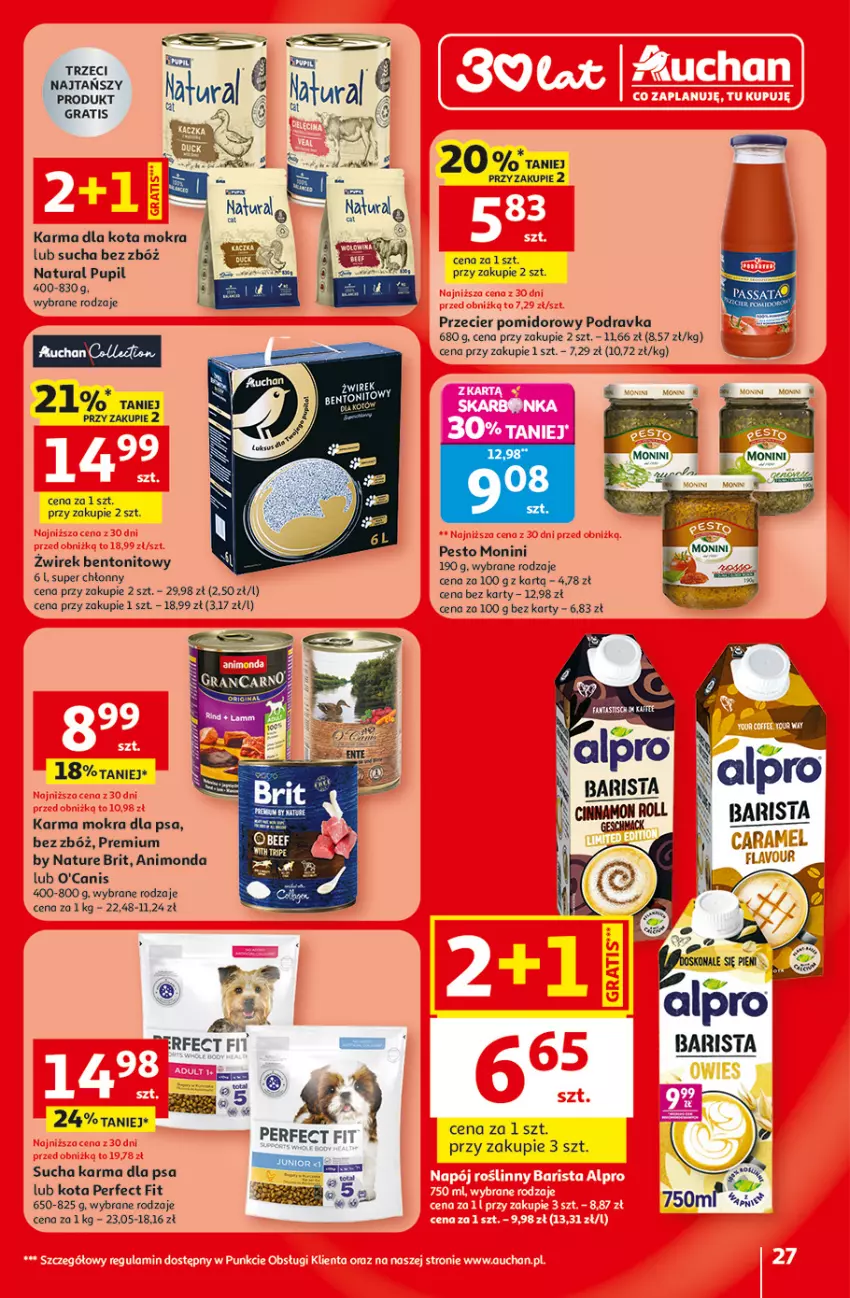 Gazetka promocyjna Auchan - 30 Lat Hipermarket - ważna 29.01 do 04.02.2026 - strona 27 - produkty: Animonda, Brit, Gra, Monini, Pesto, Podravka, Sucha karma