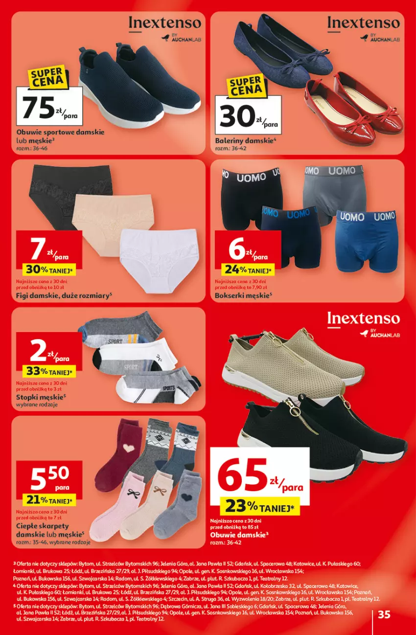 Gazetka promocyjna Auchan - 30 Lat Hipermarket - ważna 29.01 do 04.02.2026 - strona 35 - produkty: Acer, Bokserki, Cars, Figi, Karp, Obuwie, Por, Ser, Sos, Sport, Top