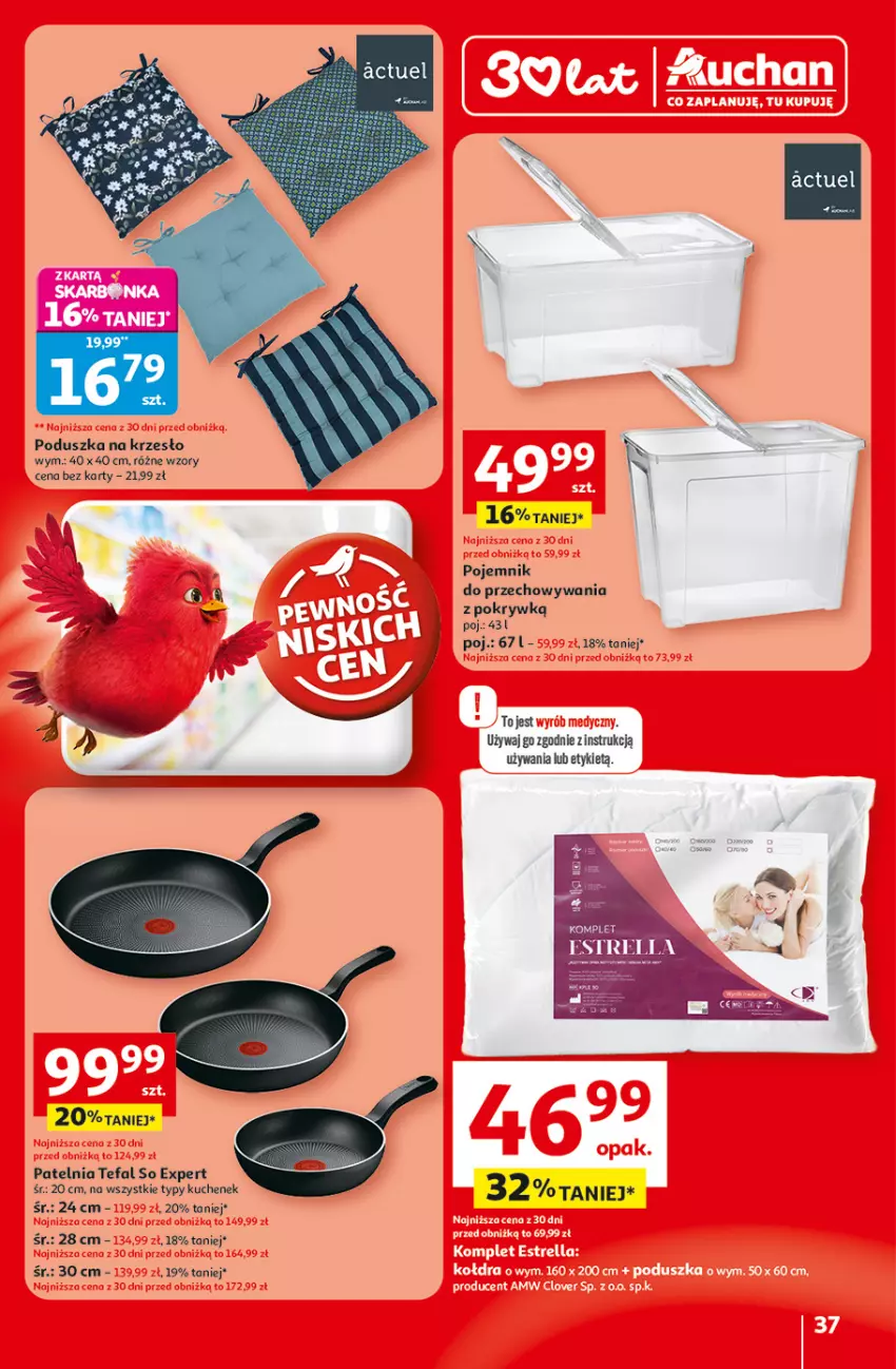 Gazetka promocyjna Auchan - 30 Lat Hipermarket - ważna 29.01 do 04.02.2026 - strona 37 - produkty: Fa, Krzesło, Patelnia, Poduszka, Pojemnik, Pojemnik do przechowywania, Tefal