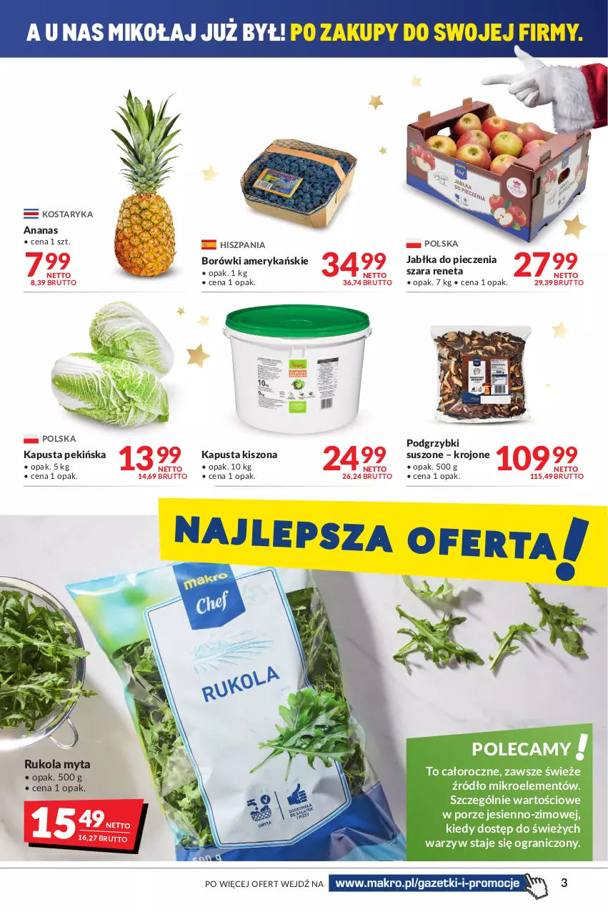 Gazetka promocyjna Makro - [Oferta promocyjna] Artykuły spożywcze i przemysłowe - ważna 30.11 do 13.12.2021 - strona 3 - produkty: Ananas, Gra, Jabłka, Piec, Podgrzybki, Por, Rukola