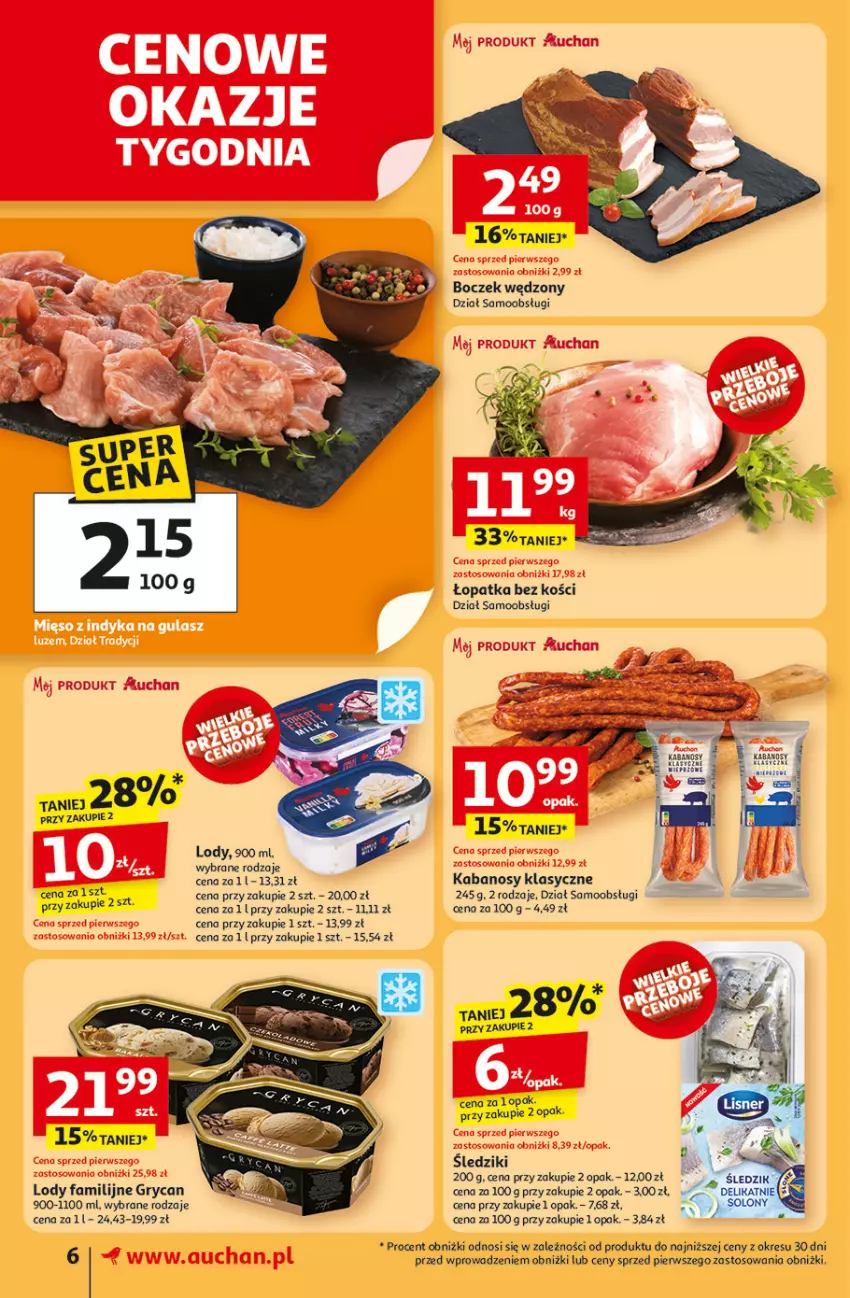 Gazetka promocyjna Auchan - NA LATO JAK ZNALAZŁ Supermarket - ważna 03.07 do 09.07.2025 - strona 6 - produkty: Boczek, Fa, Gry, Kabanos, Lody