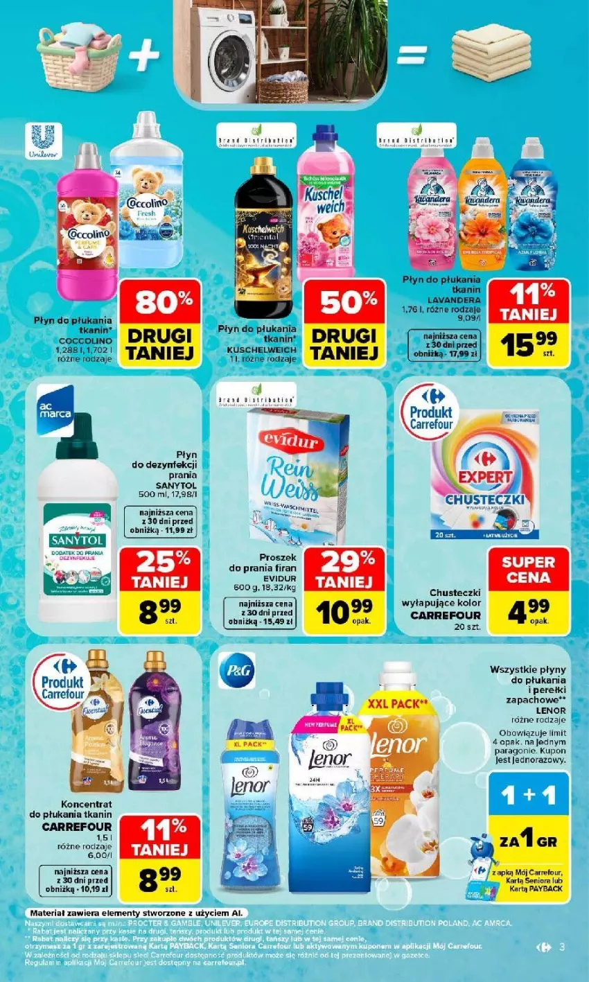 Gazetka promocyjna Carrefour - Gazetka Porządki pełne okazji - ważna 17.08 do 30.08.2026 - strona 3 - produkty: Chusteczki, Coccolino, Fa, Lenor, Płyn do płukania, Proszek do prania, Sanytol