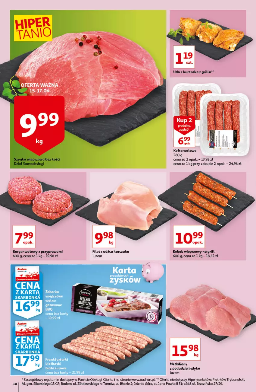 Gazetka promocyjna Auchan - Magic Birds Hipermarkety - ważna 15.04 do 21.04.2021 - strona 10 - produkty: Burger, Fa, Frankfurterki, Grill, Kebab, Kurczak, Lion, Udo z kurczaka