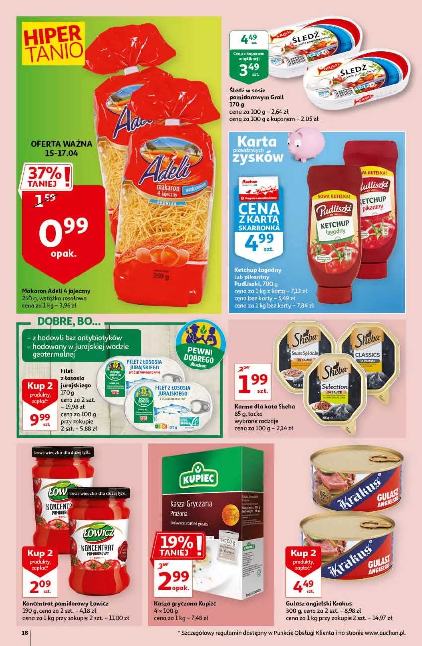 Gazetka promocyjna Auchan - Magic Birds Hipermarkety - ważna 15.04 do 21.04.2021 - strona 18 - produkty: Fa, Gra, Gry, Kasza, Kasza gryczana, Koncentrat pomidorowy, Krakus, Kupiec, LG, Piec, Pudliszki, Sheba, Sos