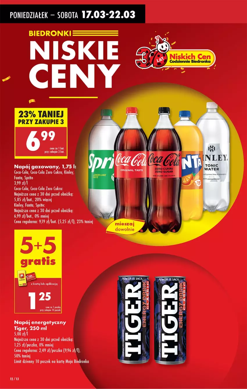 Gazetka promocyjna Biedronka - Od Poniedziałku - ważna 17.03 do 22.03.2025 - strona 14 - produkty: Coca-Cola, Fa, Fanta, Napój, Napój energetyczny, Napój gazowany, Sprite, Tiger