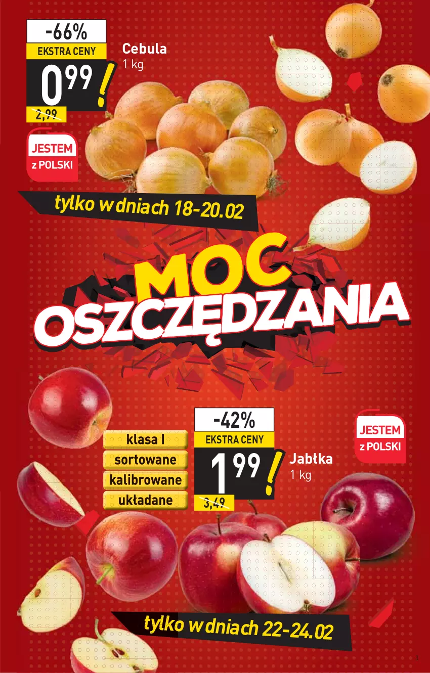 Gazetka promocyjna Stokrotka - Supermarket - ważna 18.02 do 24.02.2021 - strona 3 - produkty: Cebula, Jabłka
