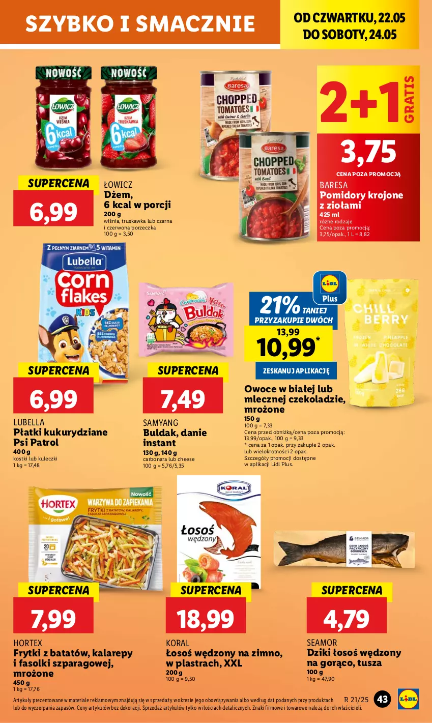Gazetka promocyjna Lidl - GAZETKA - ważna 22.05 do 24.05.2025 - strona 55 - produkty: Bell, Bella, Dżem, Fa, Frytki, Frytki z batatów, Gra, Hortex, Lubella, Owoce, Pomidory, Pomidory krojone, Por, Psi Patrol, Tusz