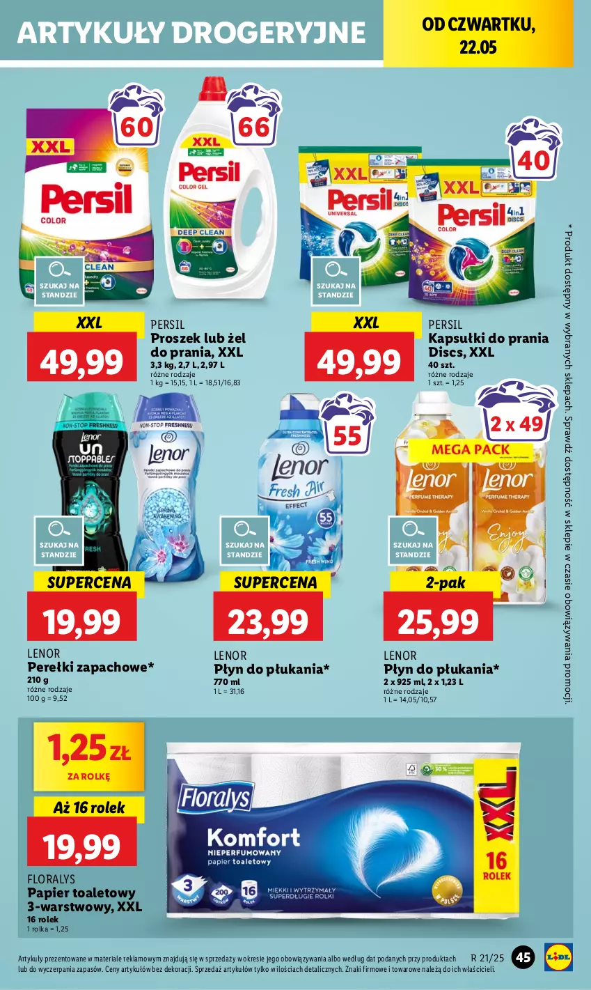Gazetka promocyjna Lidl - GAZETKA - ważna 22.05 do 24.05.2025 - strona 57 - produkty: Flora, Kapsułki do prania, Lenor, Papier, Papier toaletowy, Perełki zapachowe, Persil, Płyn do płukania