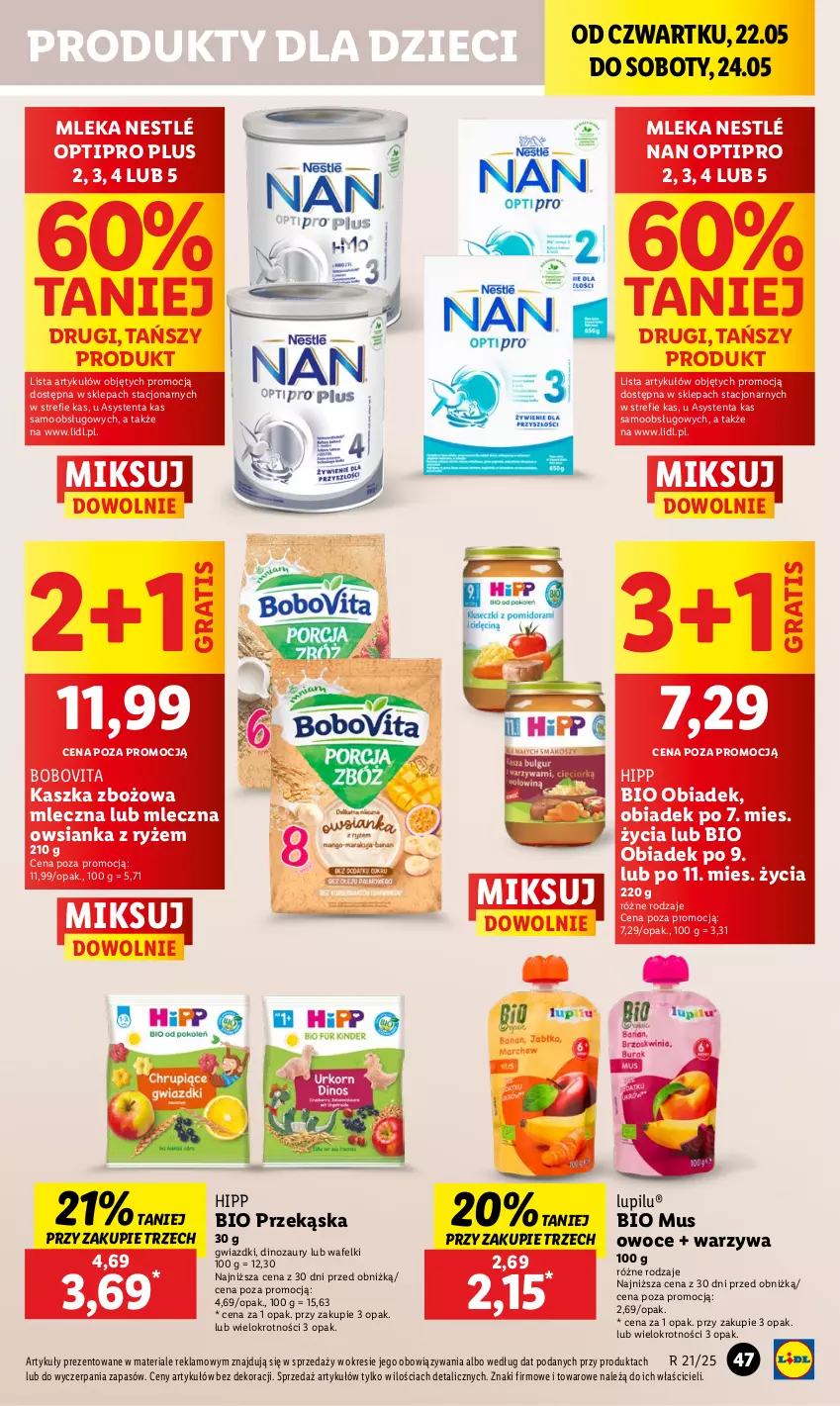 Gazetka promocyjna Lidl - GAZETKA - ważna 22.05 do 24.05.2025 - strona 59 - produkty: BoboVita, Dinozaur, Dzieci, Gra, HiPP, Hipp Bio, Mus, NAN Optipro, Nestlé, Owoce, Owsianka, Ryż, Warzywa