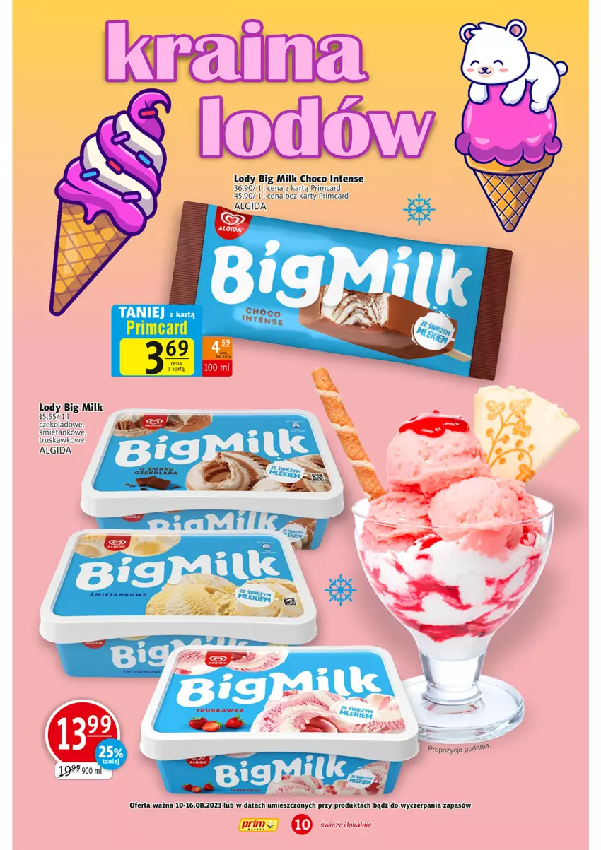 Gazetka promocyjna Prim Market - ważna 10.08 do 16.08.2023 - strona 10 - produkty: Algida, Big Milk, LG, Lody