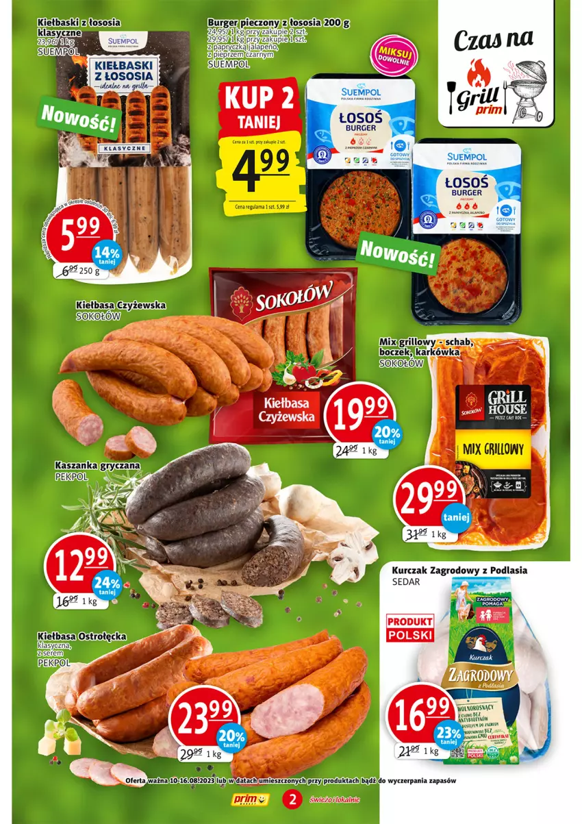 Gazetka promocyjna Prim Market - ważna 10.08 do 16.08.2023 - strona 2 - produkty: Burger, Gry, Kasza, Kaszanka, Kurczak, Sos