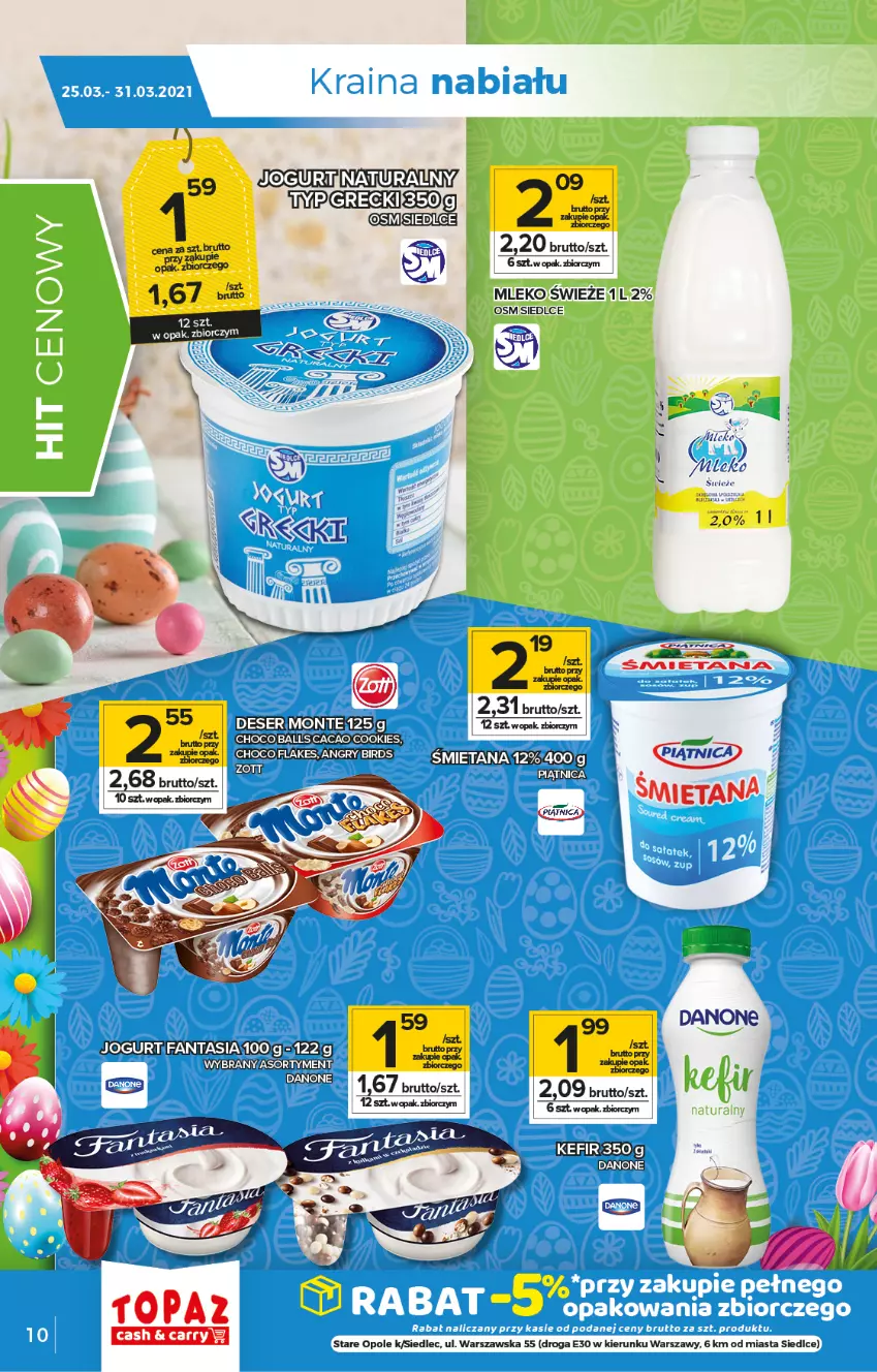 Gazetka promocyjna Topaz - Gazetka - ważna 25.03 do 31.03.2021 - strona 10 - produkty: Danone, Fa, Fanta, Jogurt, Kefir, Mleko, Piątnica